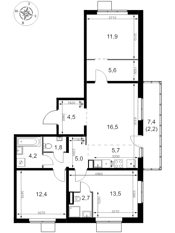 4 ккв (Евро) 86 м²