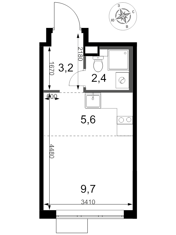 Студия 20,9 м²