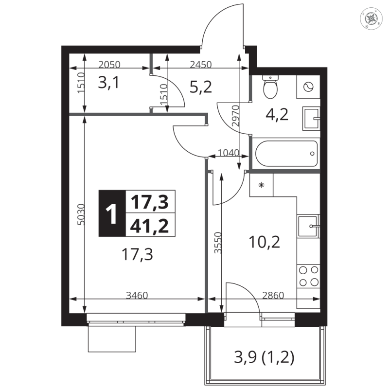 1 ккв 41,2 м²