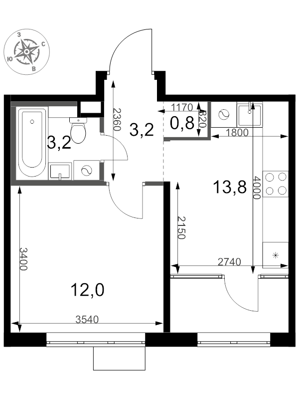1 ккв 33 м²