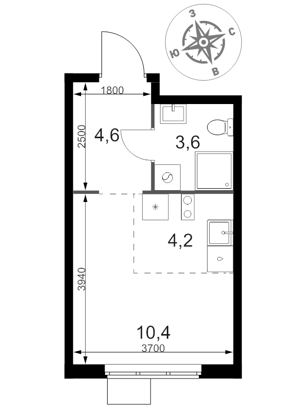 Студия 22,8 м²