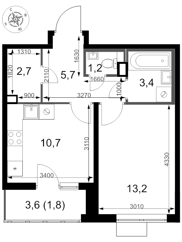 1 ккв 38,7 м²