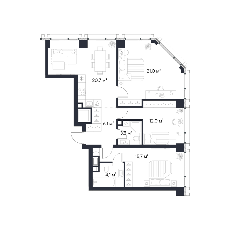 4 ккв (Евро) 82,9 м²