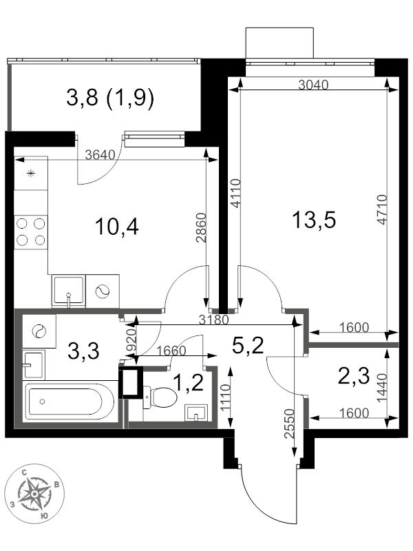 1 ккв 37,8 м²