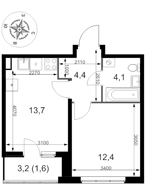 1 ккв 36,2 м²