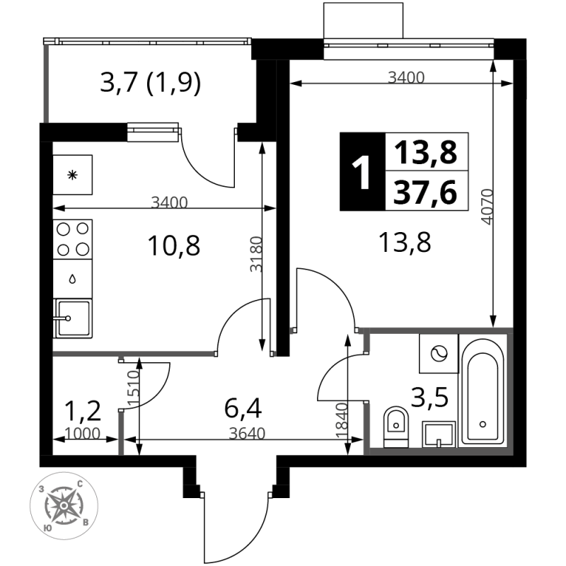 1 ккв 37,9 м²