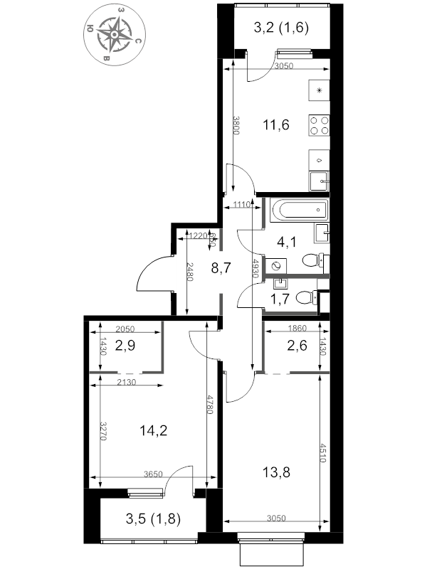 2 ккв 63 м²