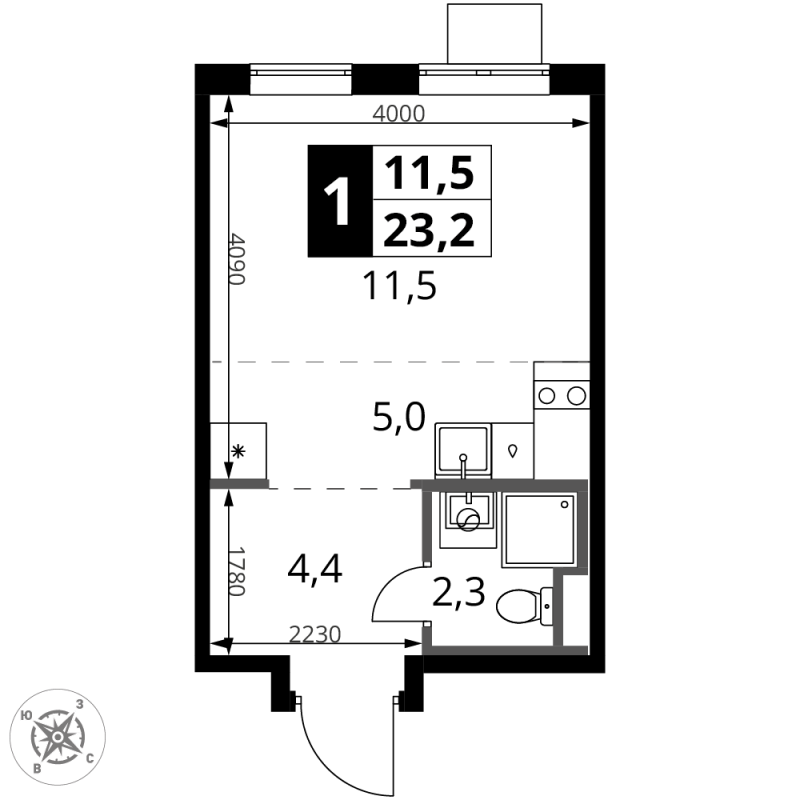 Студия 23,2 м²