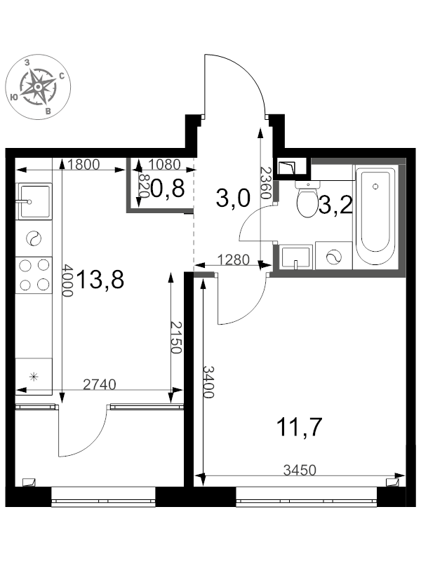 1 ккв 32,5 м²