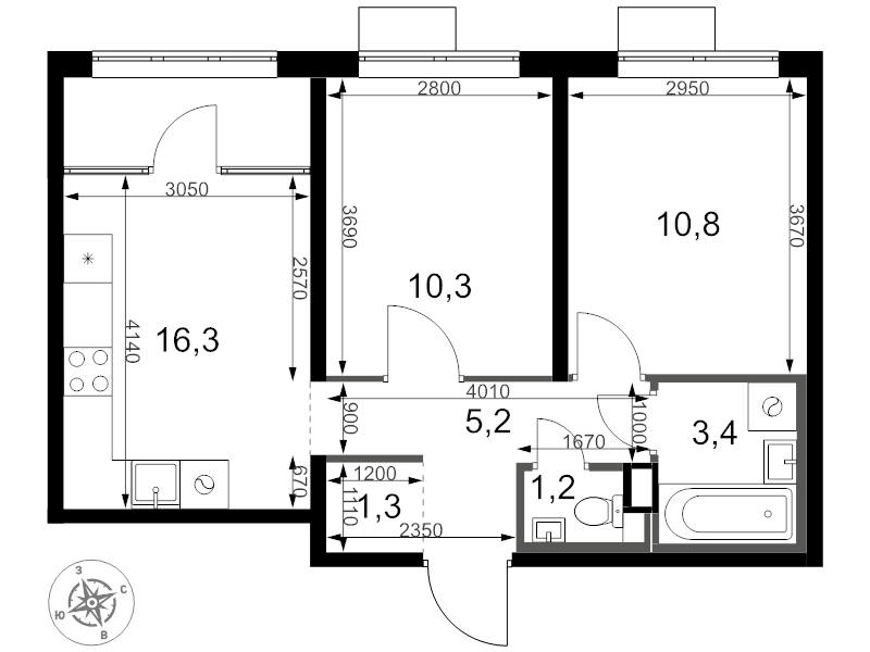 3 ккв (Евро) 48,5 м²
