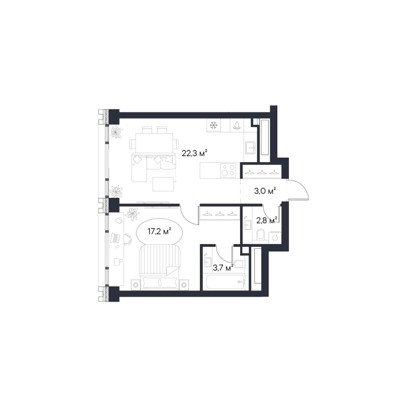 2 ккв (Евро) 49 м²