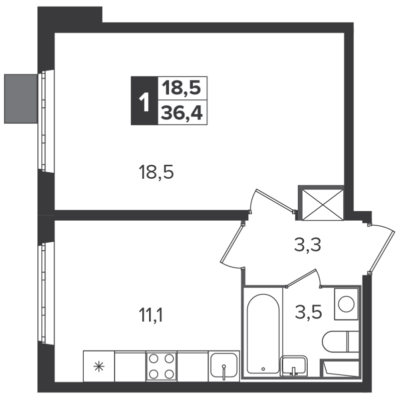 1 ккв 36,3 м²