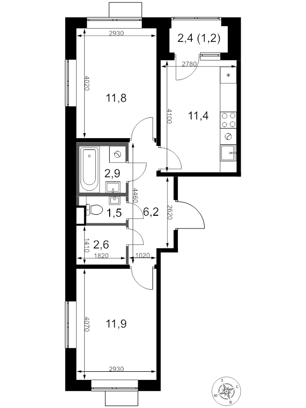 2 ккв 49,5 м²