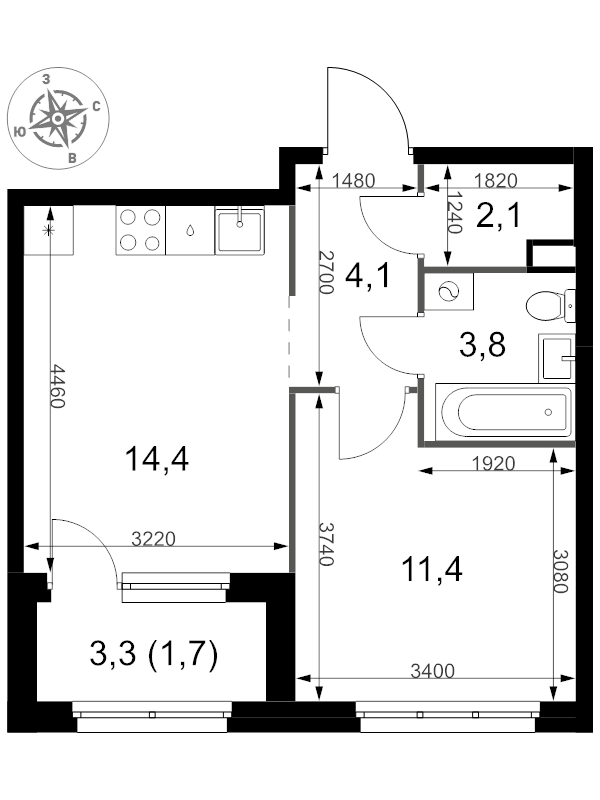 1 ккв 37,5 м²