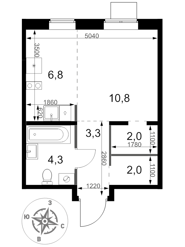 Студия 29,2 м²