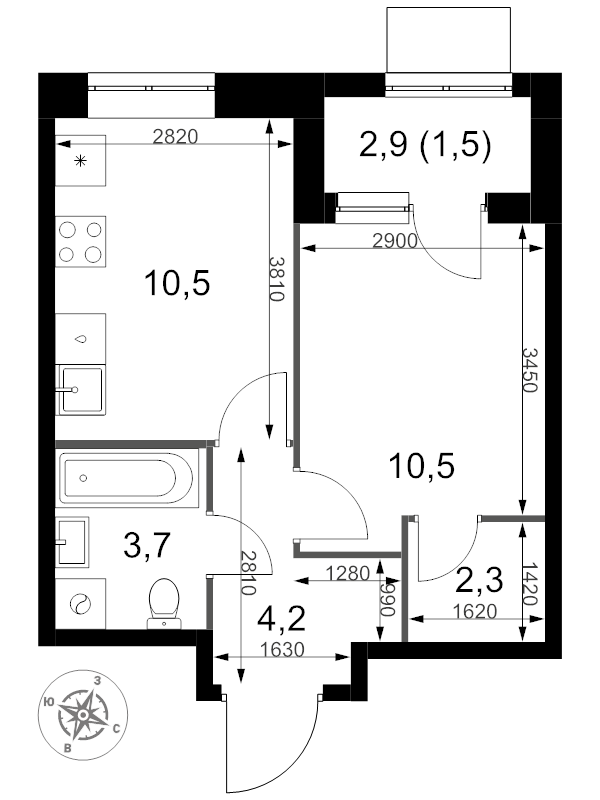 1 ккв 32,7 м²