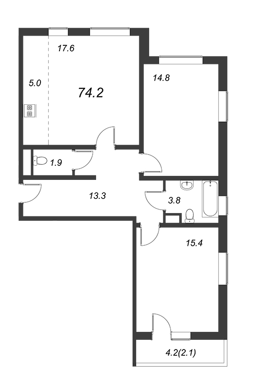 3 ккв (Евро) 73,1 м²
