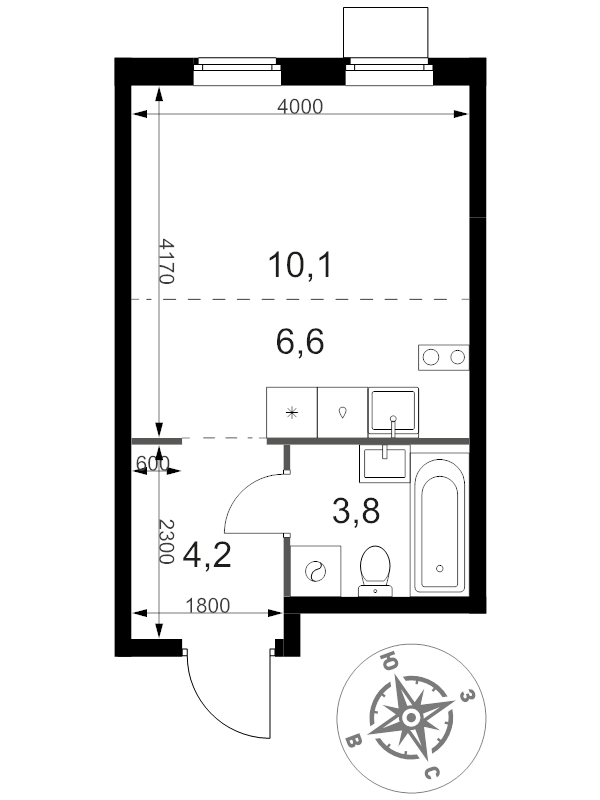 Студия 24,7 м²