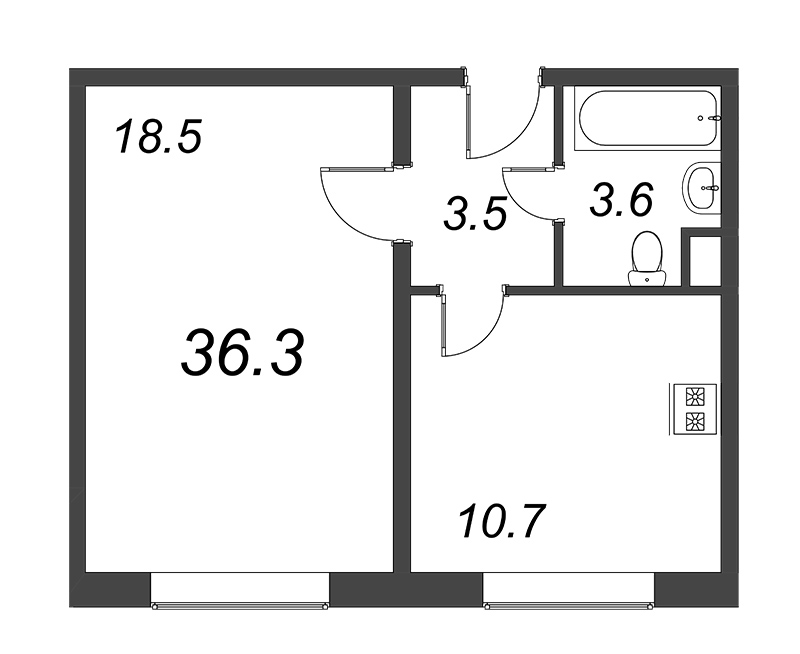1 ккв 36,3 м²