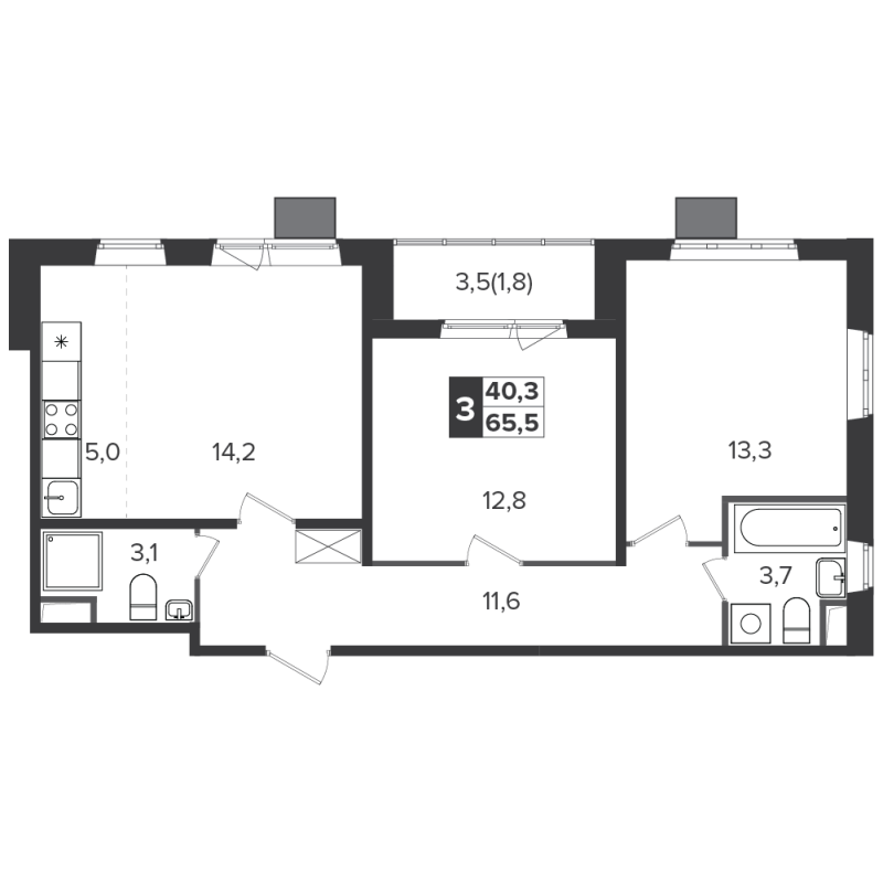 3 ккв (Евро) 64,8 м²