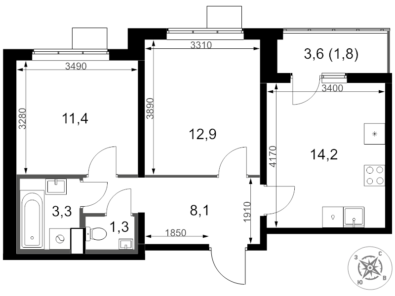 2 ккв 53 м²