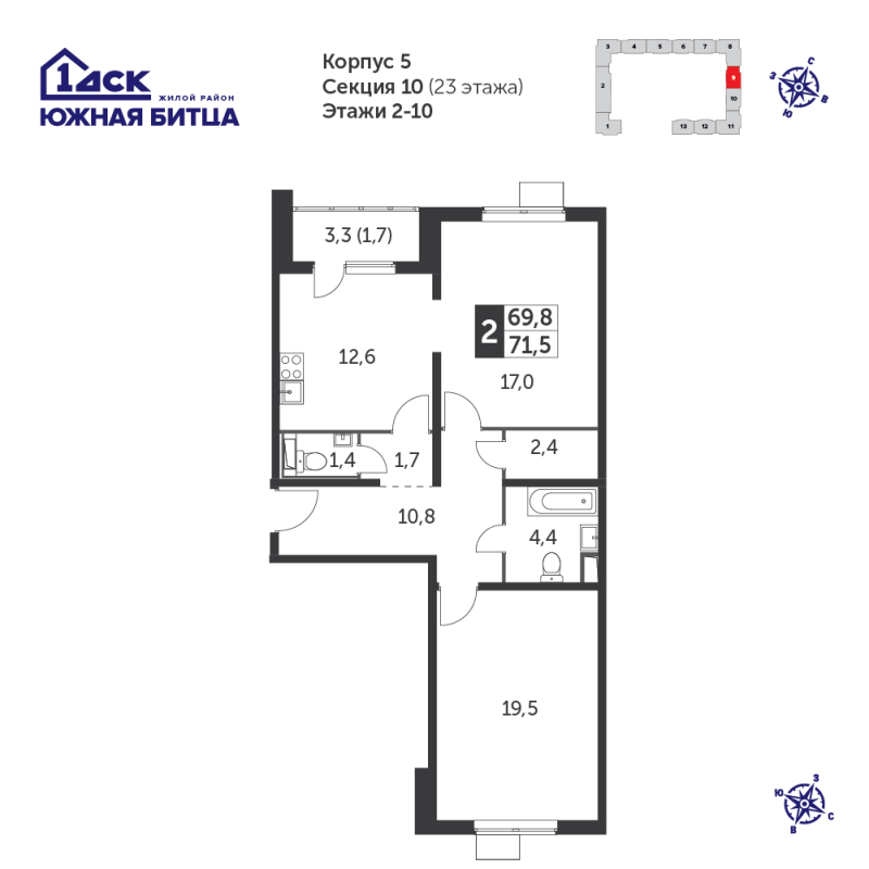 2 ккв 71 м²