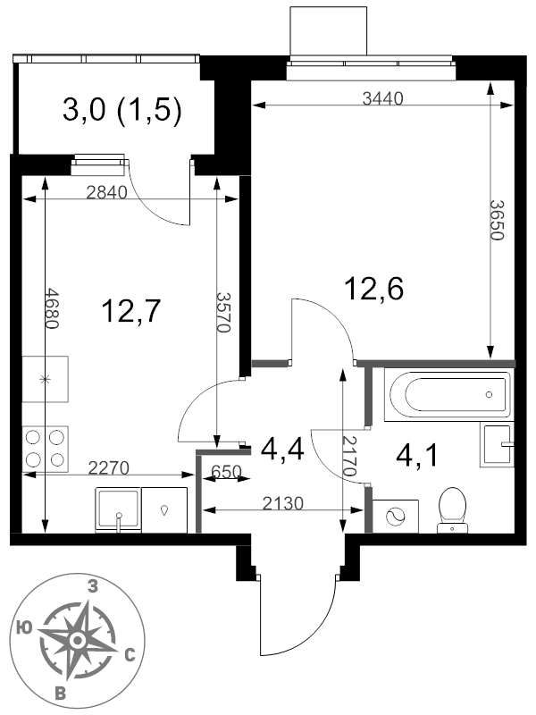 1 ккв 35,3 м²