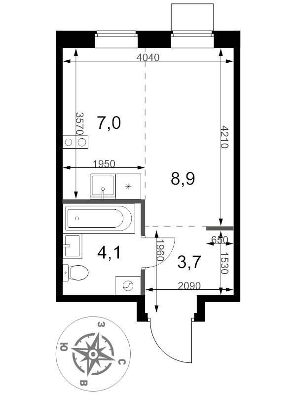 Студия 23,7 м²