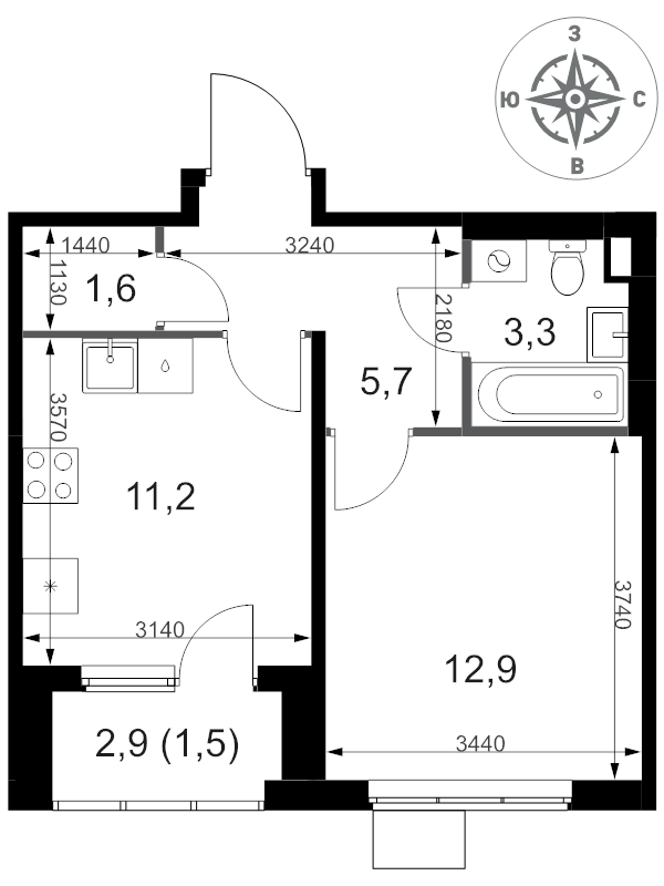 1 ккв 36,2 м²