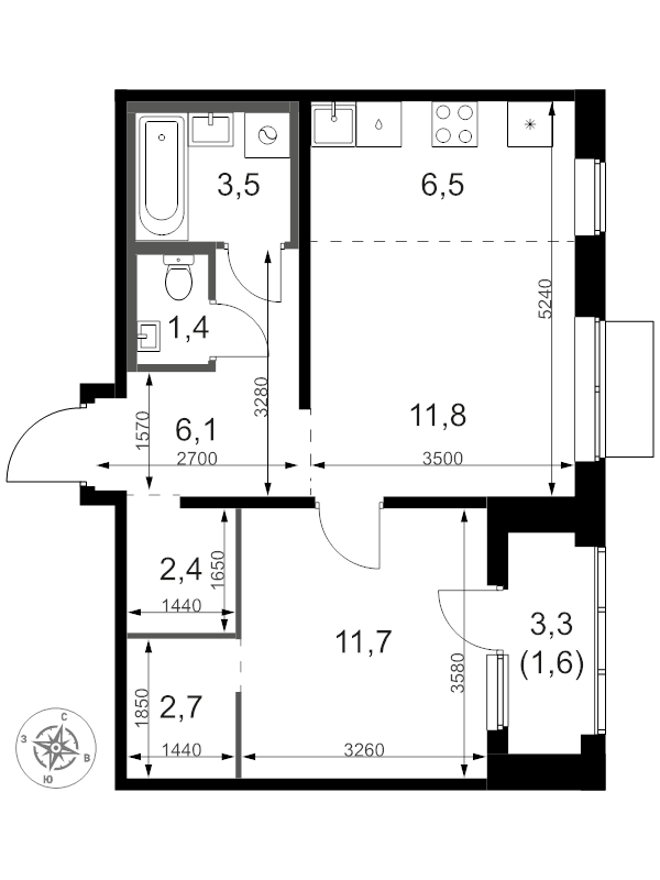 2 ккв (Евро) 48,8 м²