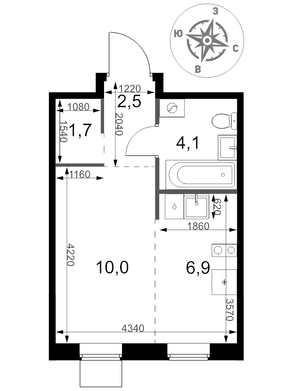 Студия 25,2 м²
