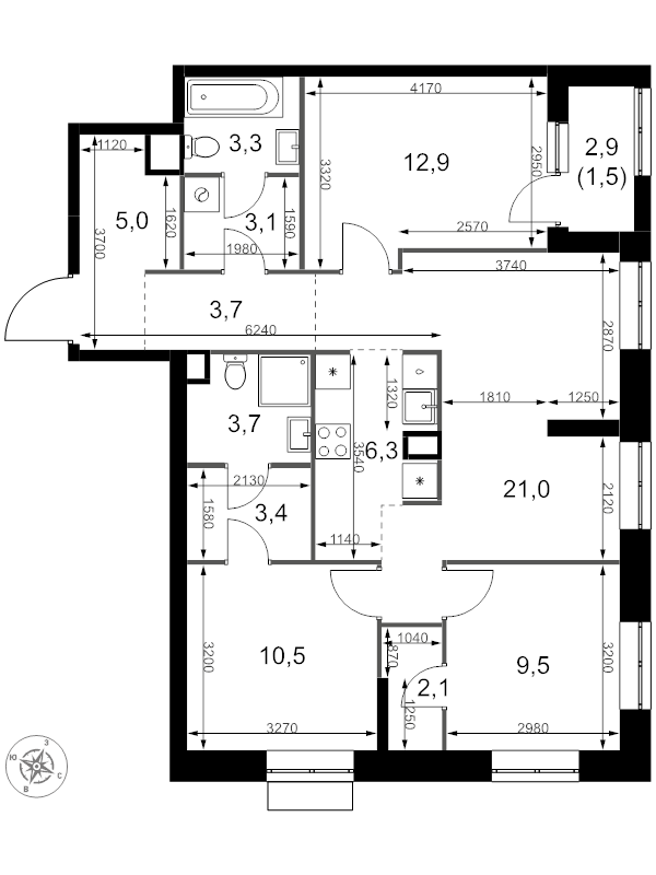 4 ккв (Евро) 86 м²