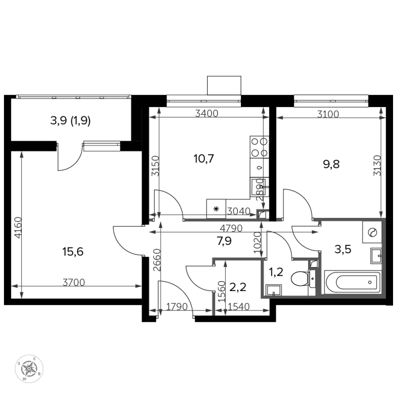 2 ккв 53,8 м²