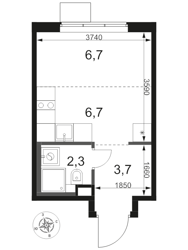 Студия 19,4 м²