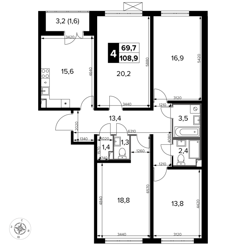 5 ккв (Евро) 109,1 м²