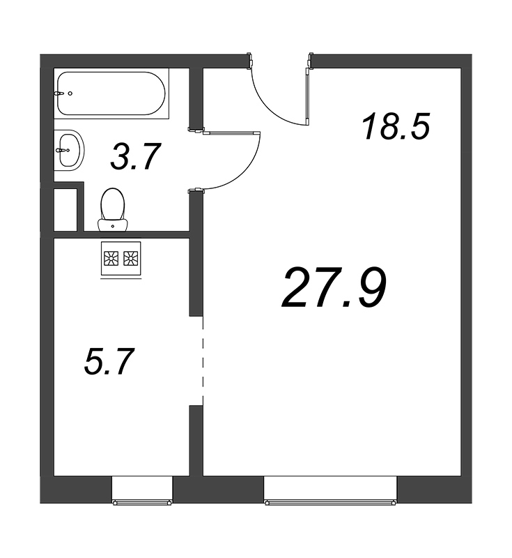 1 ккв 27,9 м²