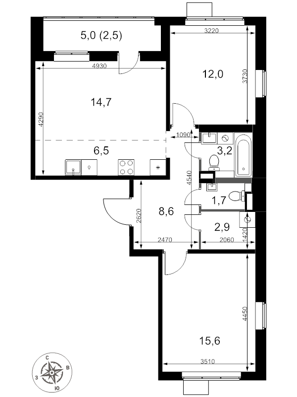 3 ккв (Евро) 67,7 м²
