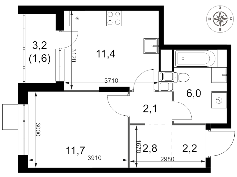1 ккв 37,8 м²