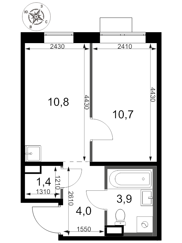 1 ккв 30,8 м²