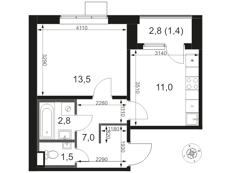 1 ккв 37,2 м²