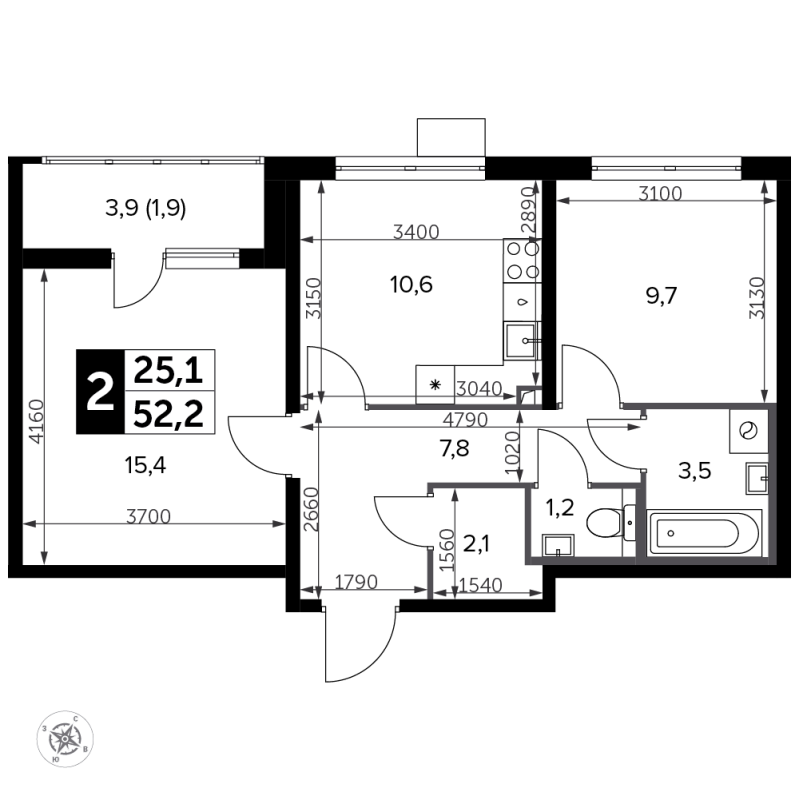 2 ккв 53,3 м²