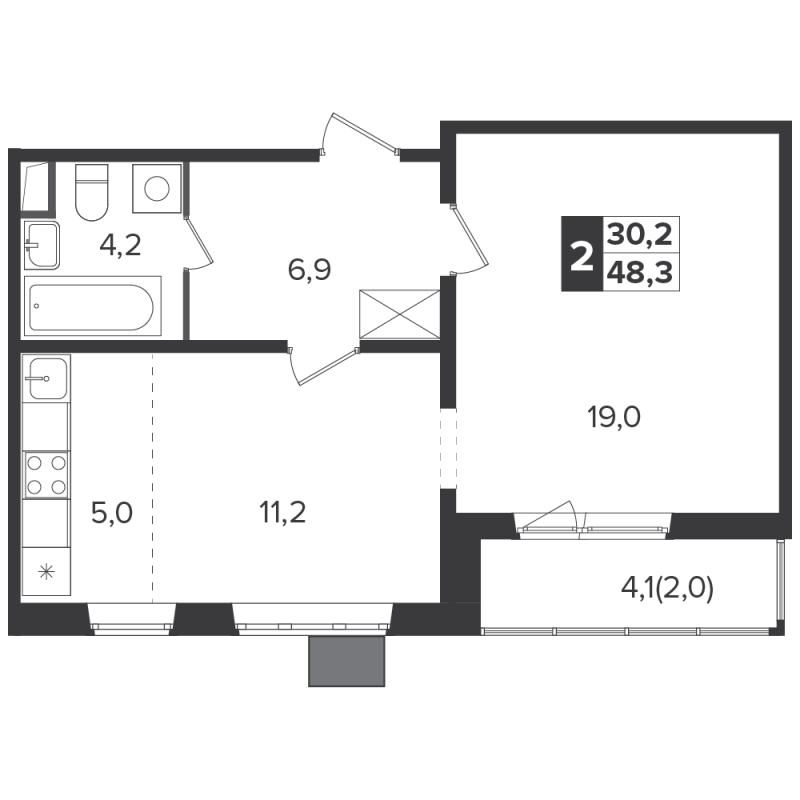 2 ккв (Евро) 48,1 м²