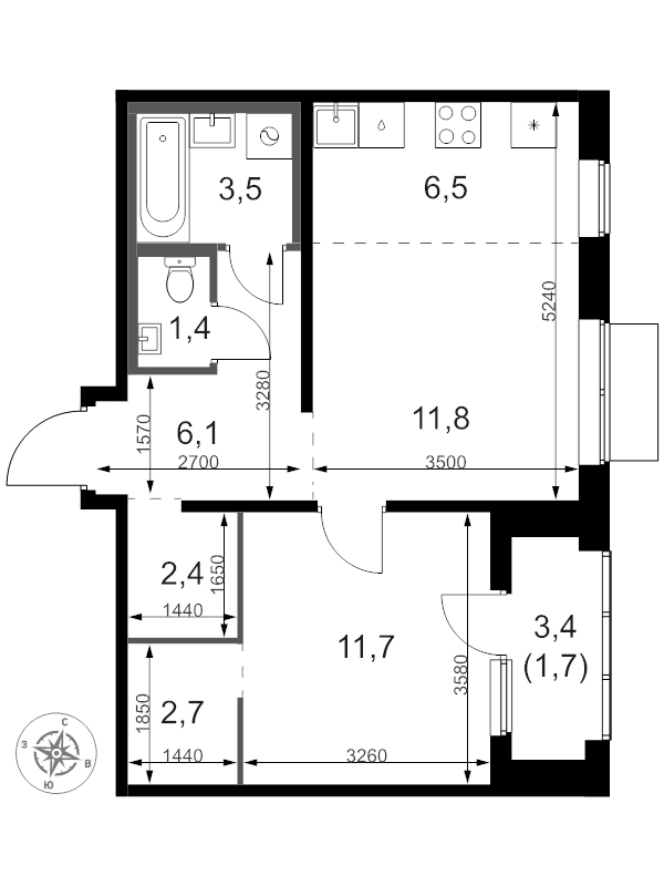 2 ккв (Евро) 48,9 м²