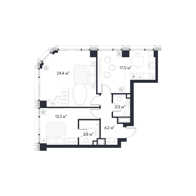 3 ккв (Евро) 67,7 м²