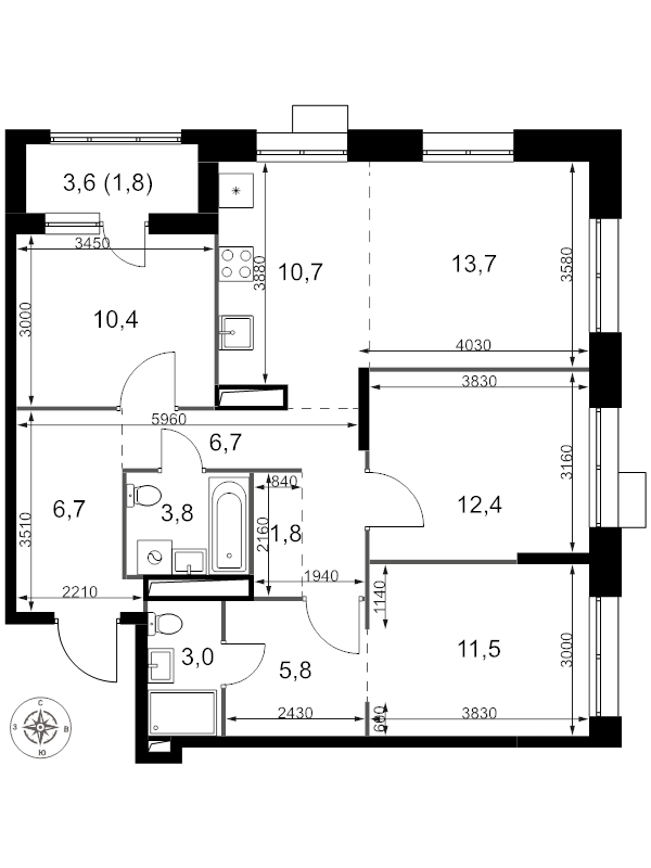 4 ккв (Евро) 88,3 м²