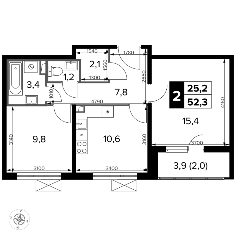 2 ккв 53,1 м²