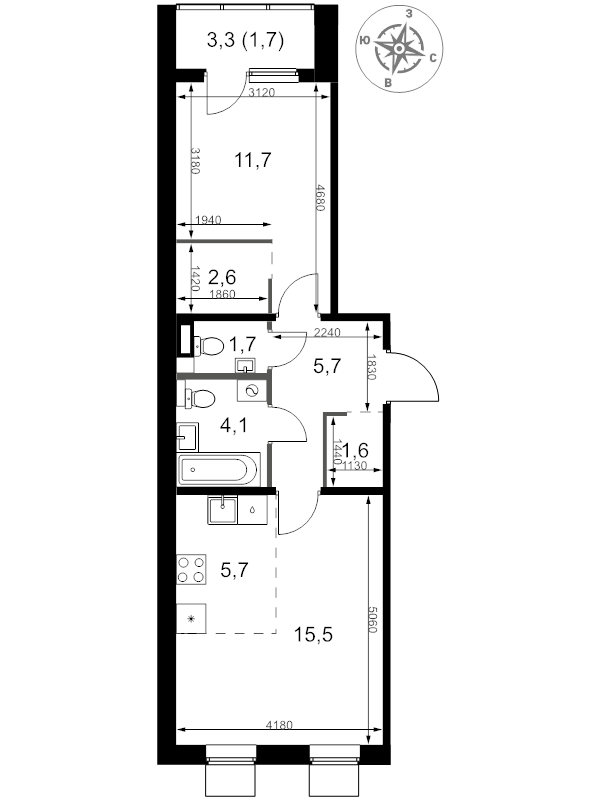 2 ккв (Евро) 50,3 м²