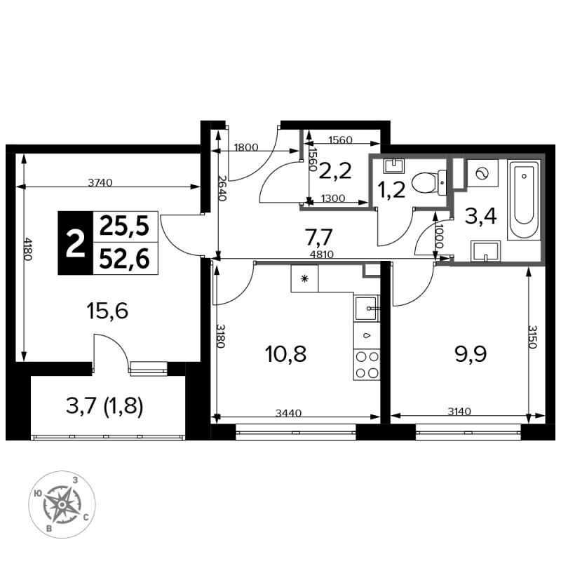 2 ккв 53,3 м²