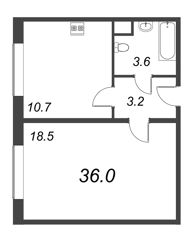 1 ккв 36 м²