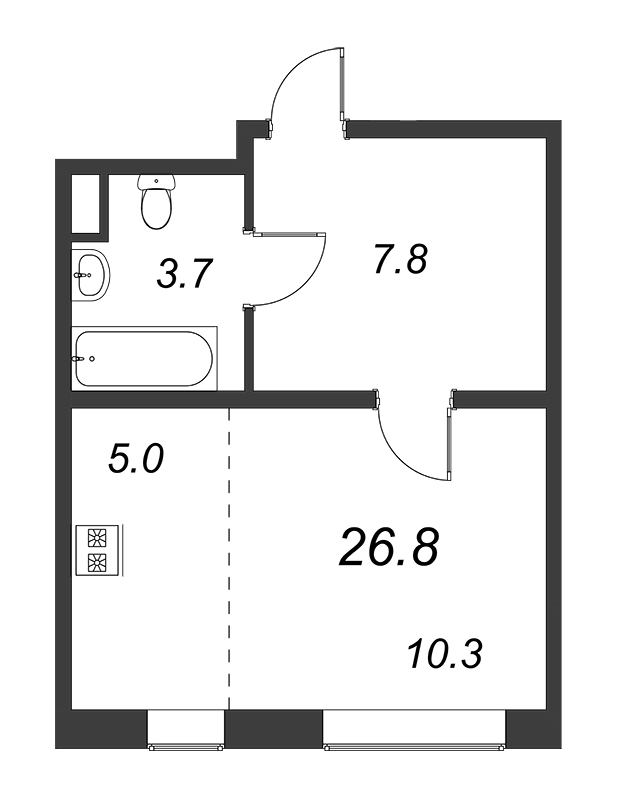 Студия 26,4 м²